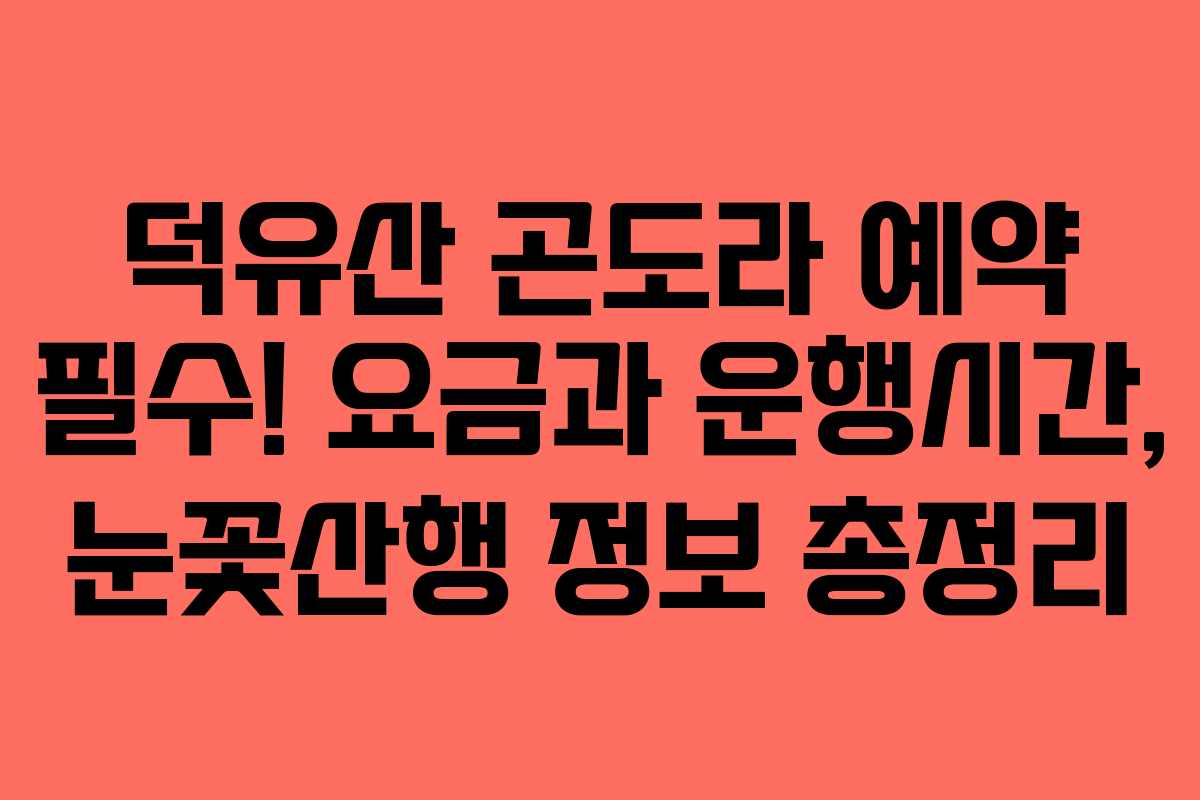 덕유산 곤도라 예약 필수! 요금과 운행시간, 눈꽃산행 정보 총정리