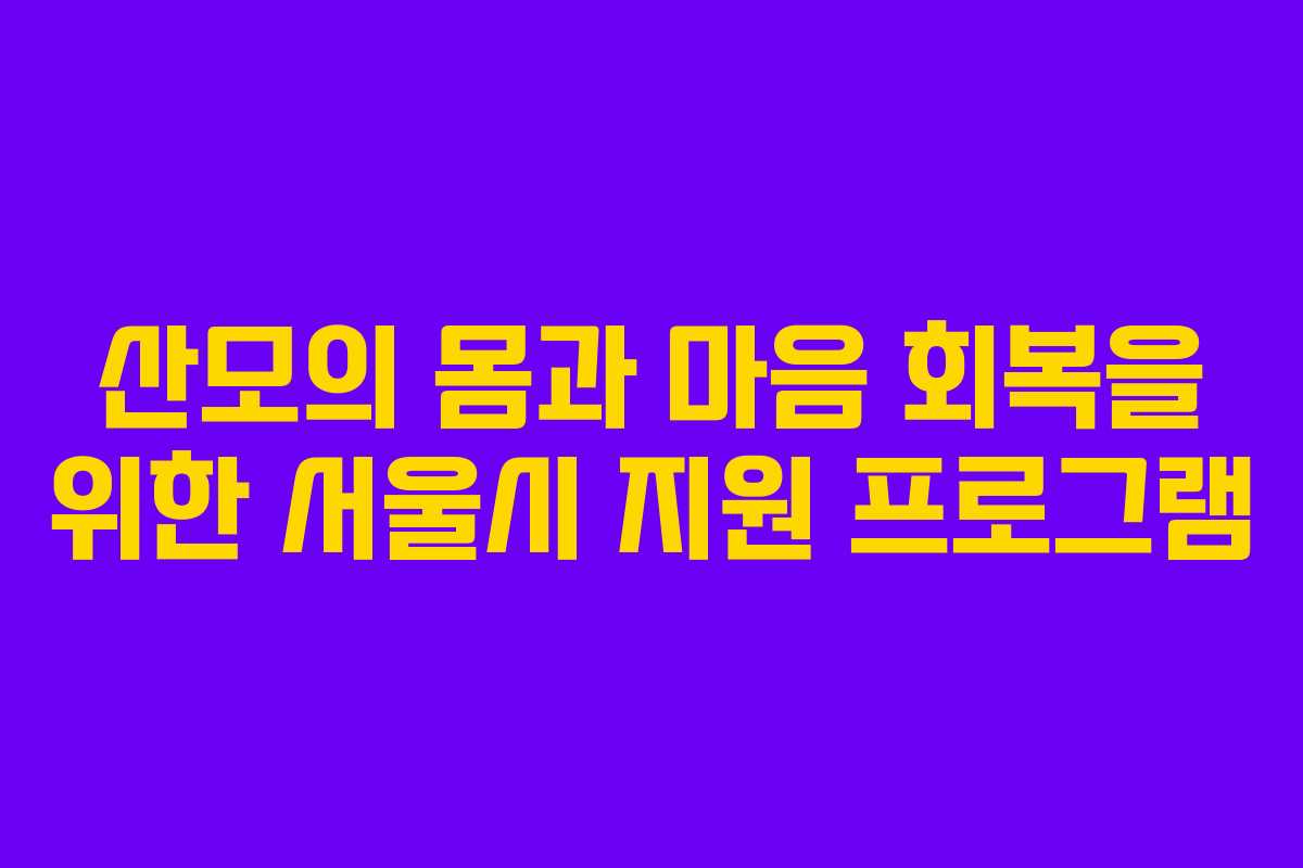 산모의 몸과 마음 회복을 위한 서울시 지원 프로그램