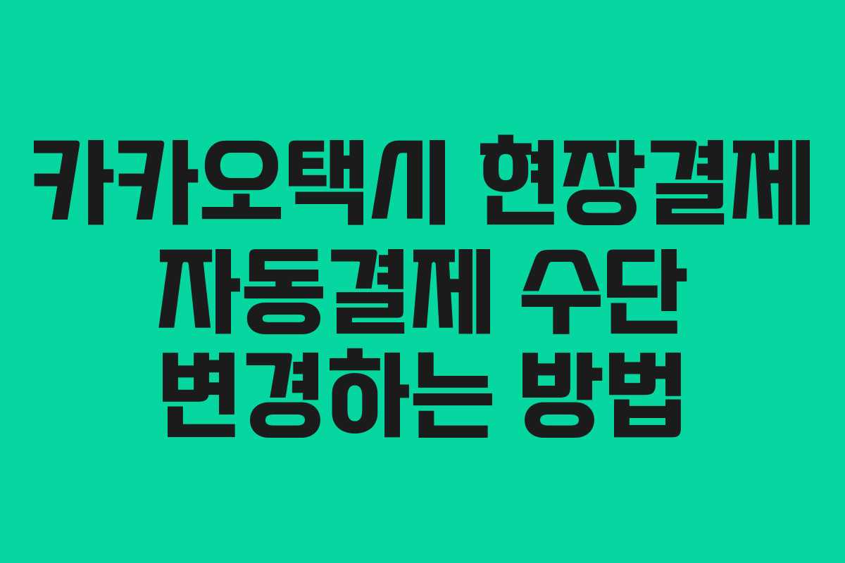 카카오택시 현장결제 자동결제 수단 변경하는 방법