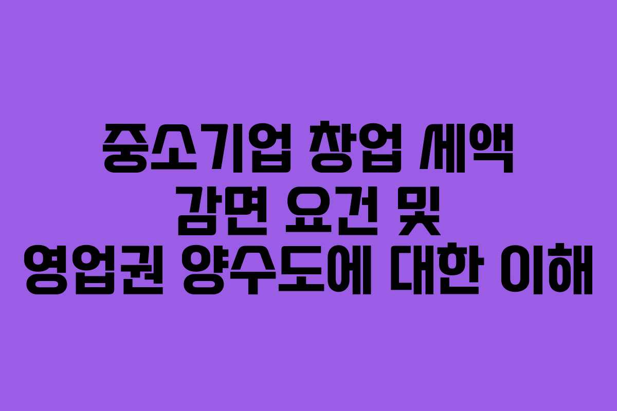 중소기업 창업 세액 감면 요건 및 영업권 양수도에 대한 이해