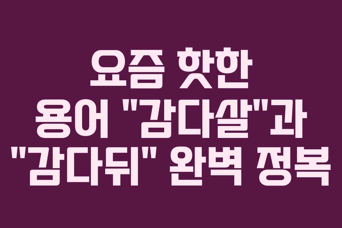 요즘 핫한 용어 “감다살”과 “감다뒤” 완벽 정복