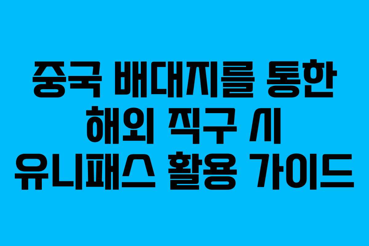 중국 배대지를 통한 해외 직구 시 유니패스 활용 가이드