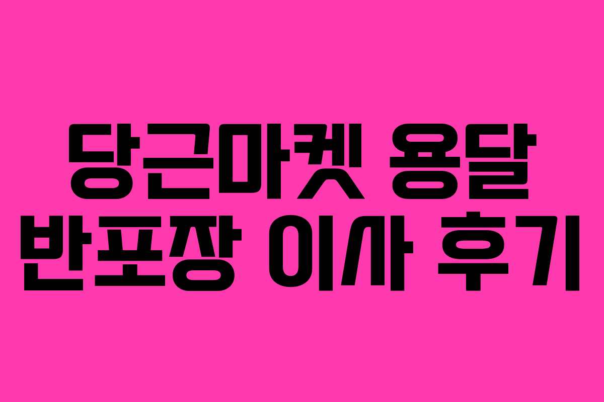 당근마켓 용달 반포장 이사 후기