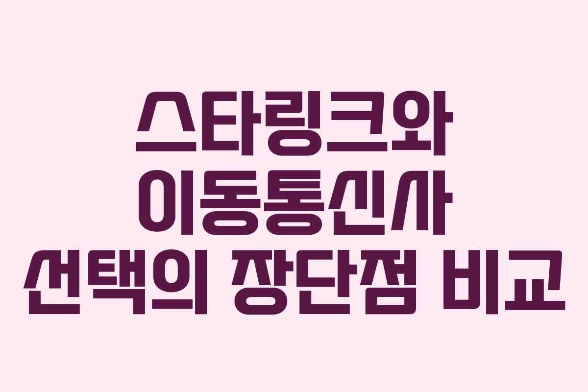 스타링크와 이동통신사 선택의 장단점 비교