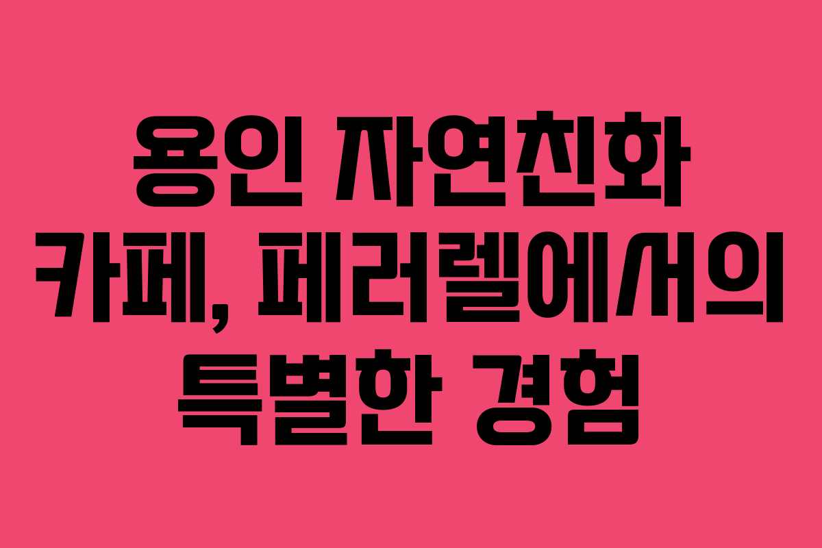 용인 자연친화 카페, 페러렐에서의 특별한 경험