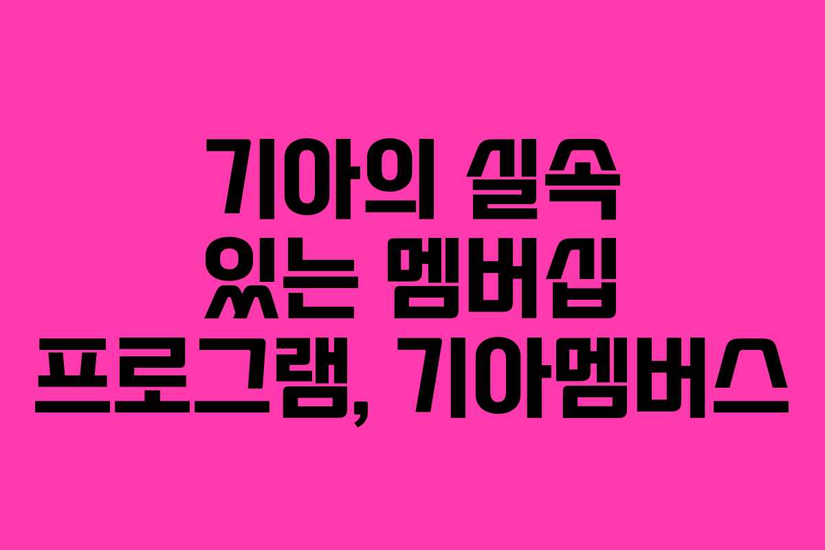 기아의 실속 있는 멤버십 프로그램, 기아멤버스