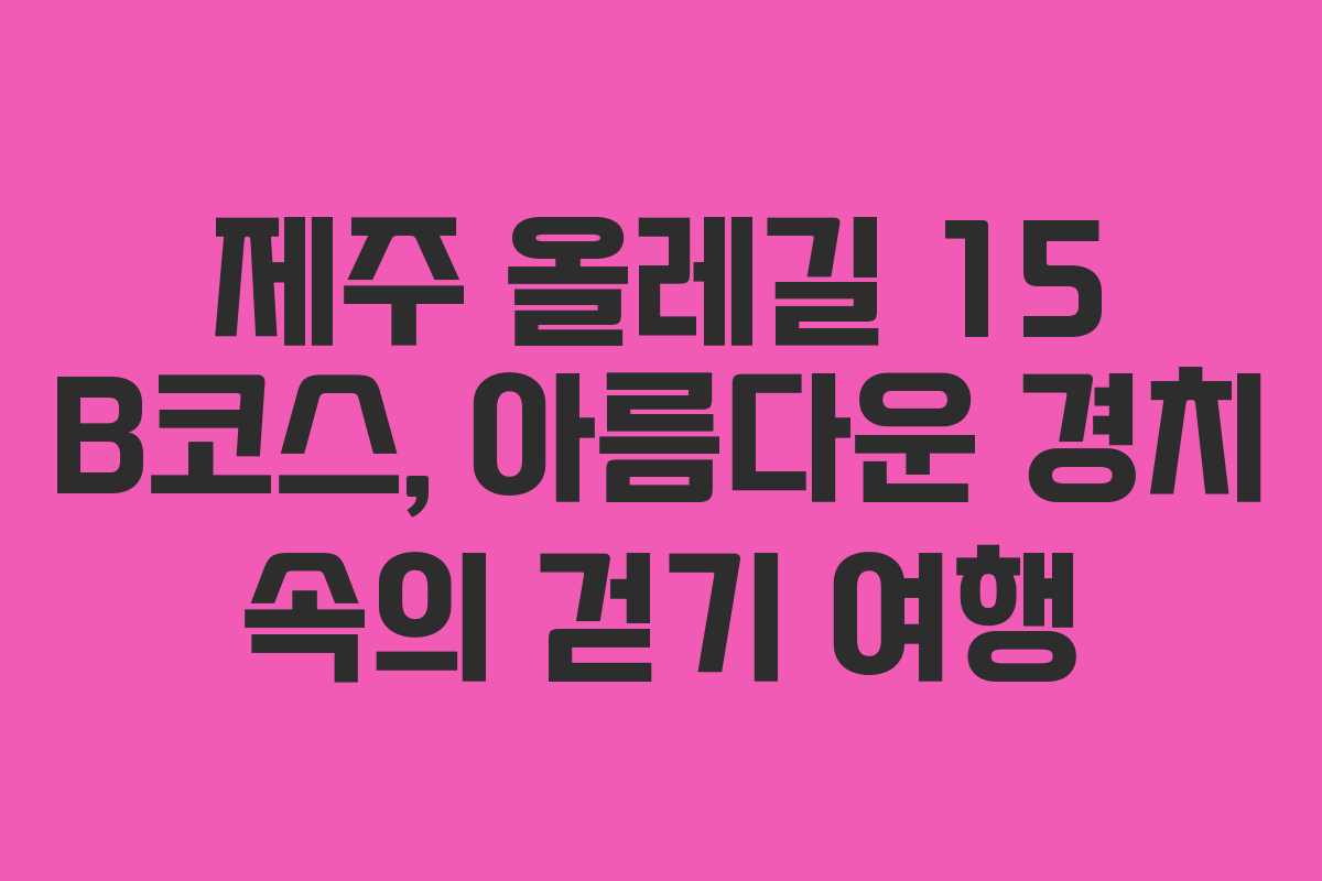 제주 올레길 15 B코스, 아름다운 경치 속의 걷기 여행