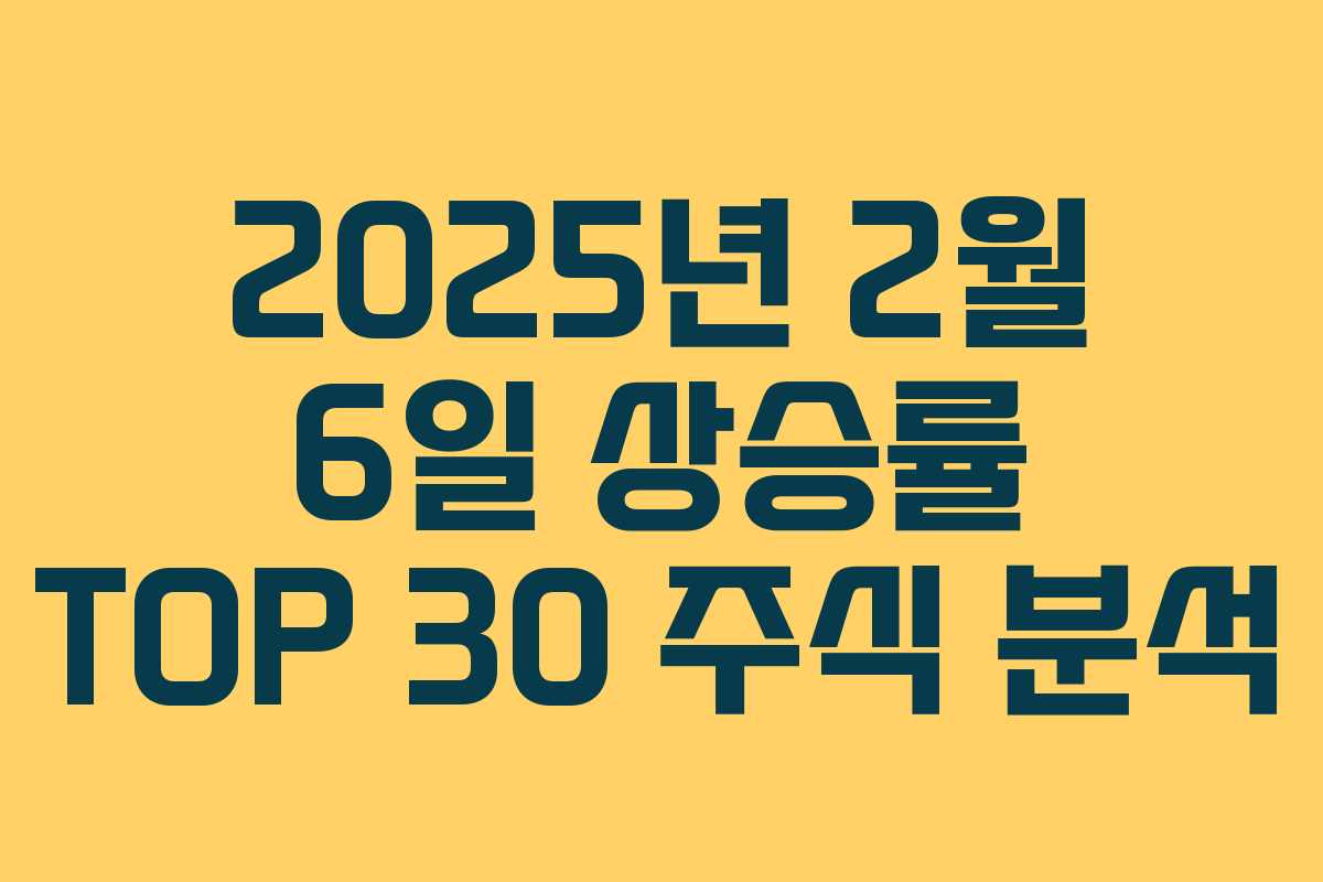 2025년 2월 6일 상승률 TOP 30 주식 분석