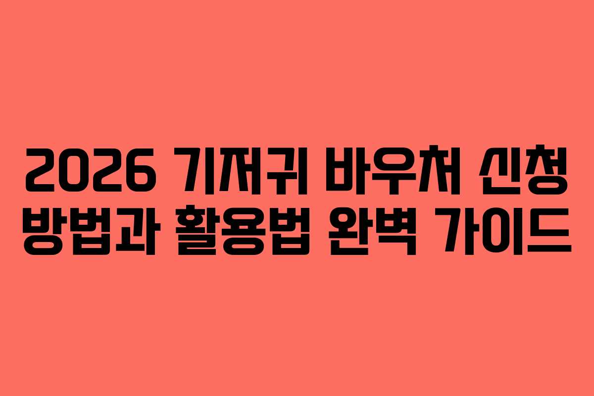 2026 기저귀 바우처 신청 방법과 활용법 완벽 가이드