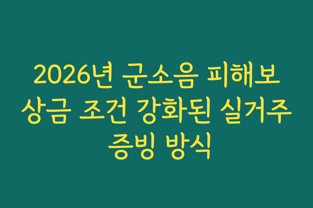 2026년 군소음 피해보상금 조건 강화된 실거주 증빙 방식