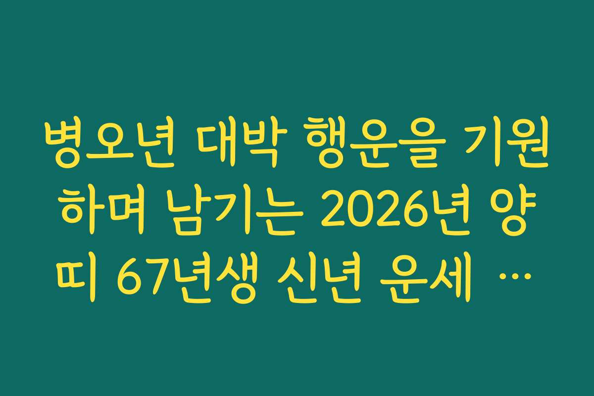 병오년 대박 행운을 기원하며 남기는 2026년 양띠 67년생 신년 운세 응원