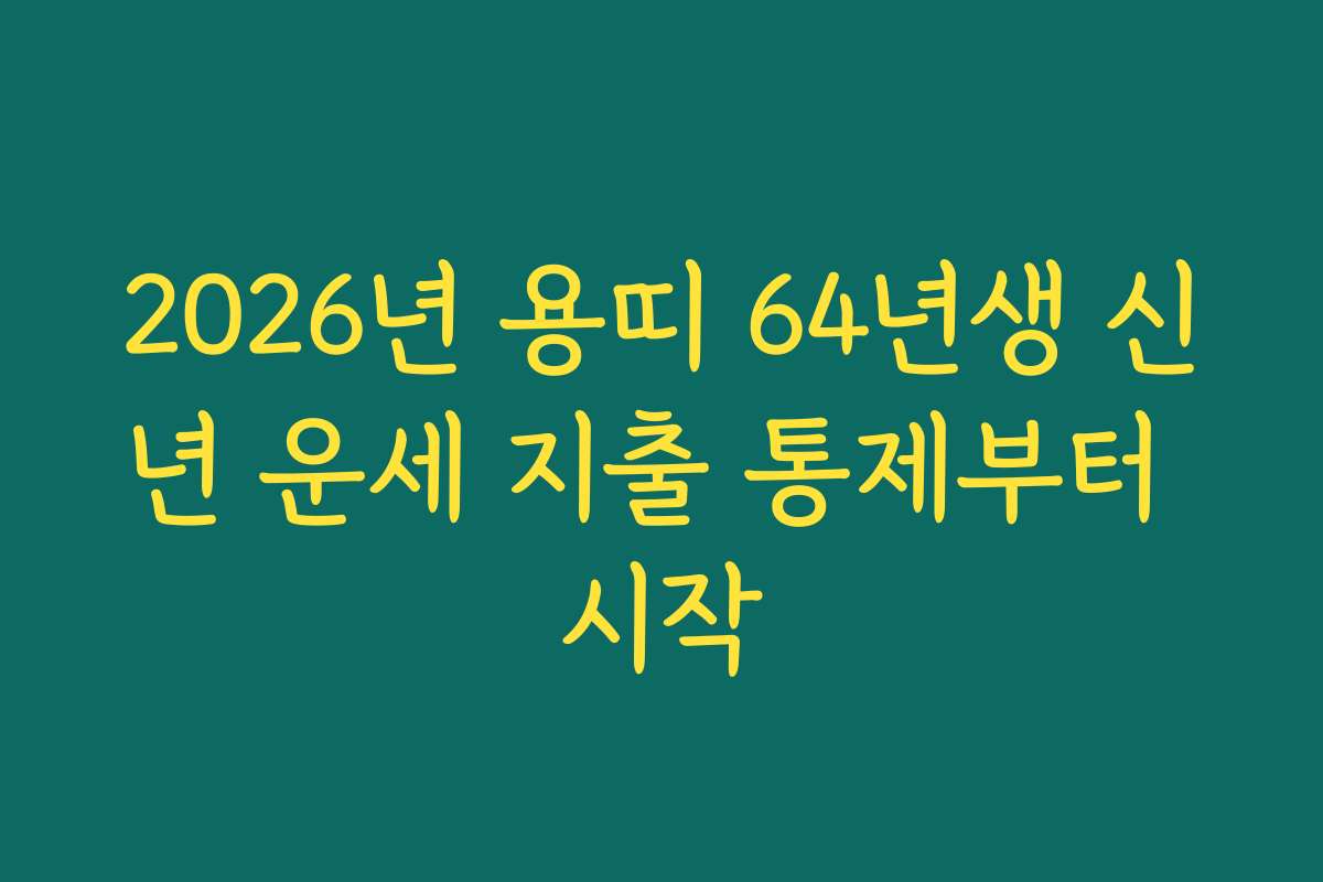 2026년 용띠 64년생 신년 운세 지출 통제부터 시작