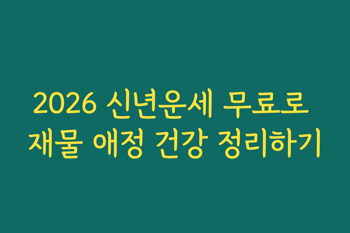 2026 신년운세 무료로 재물 애정 건강 정리하기