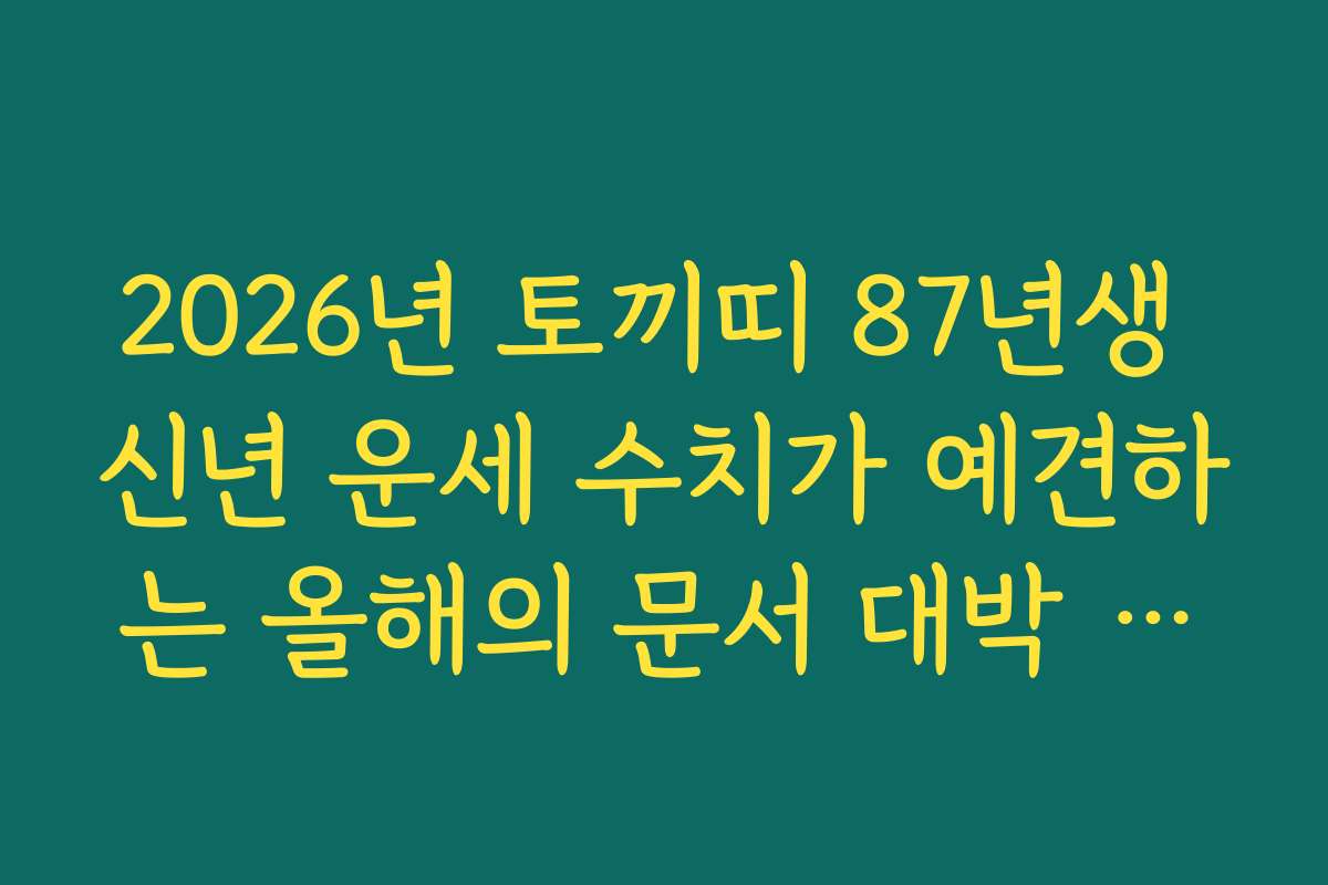 2026년 토끼띠 87년생 신년 운세 수치가 예견하는 올해의 문서 대박 사건