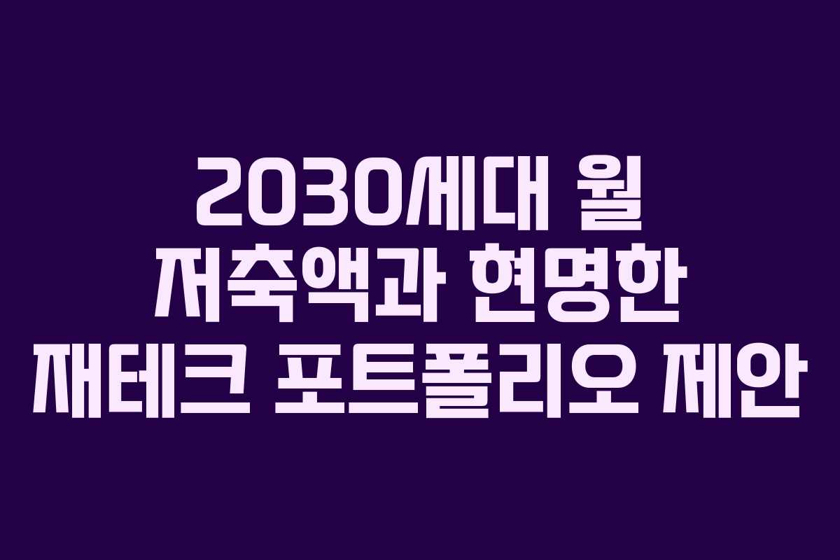 2030세대 월 저축액과 현명한 재테크 포트폴리오 제안