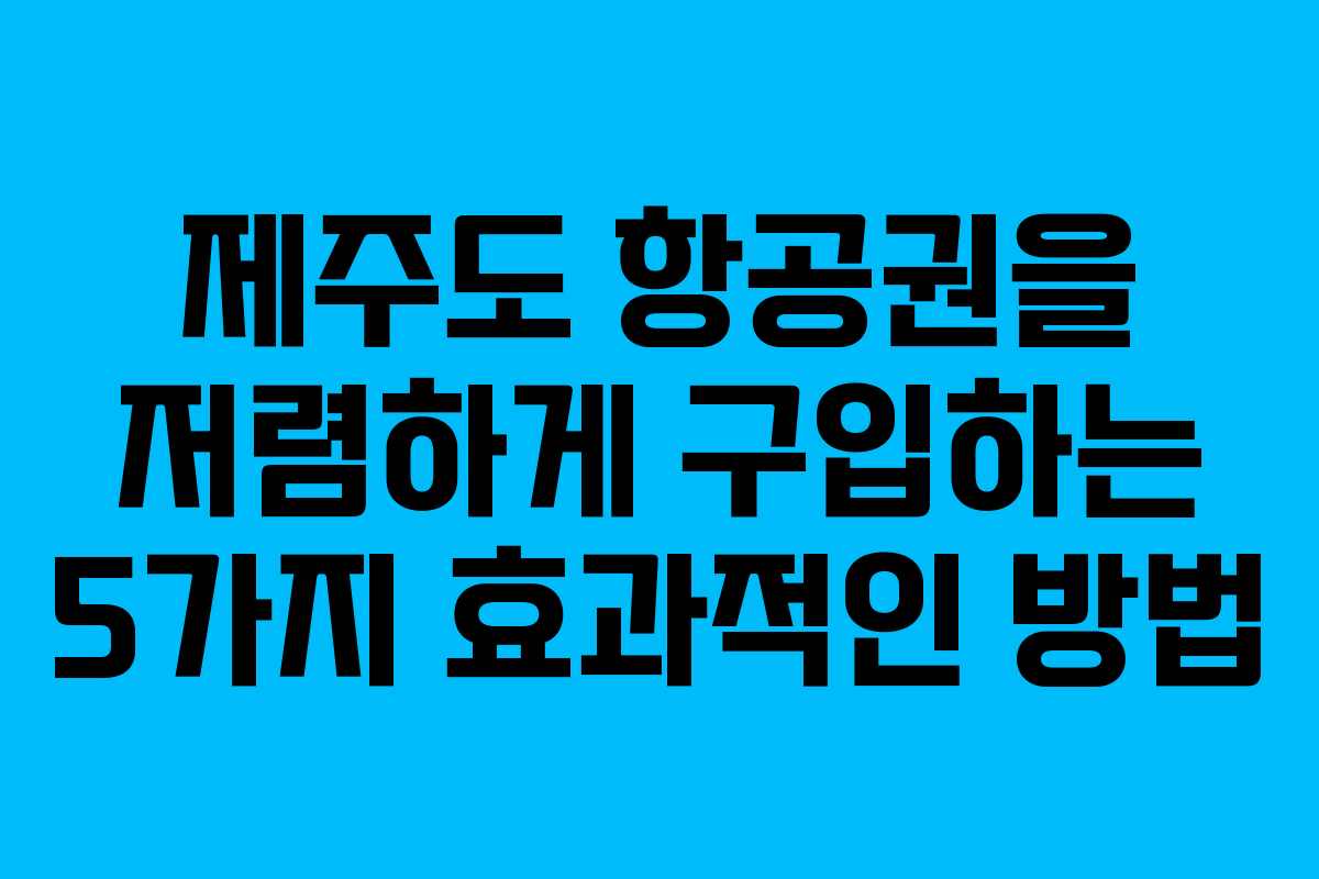 제주도 항공권을 저렴하게 구입하는 5가지 효과적인 방법