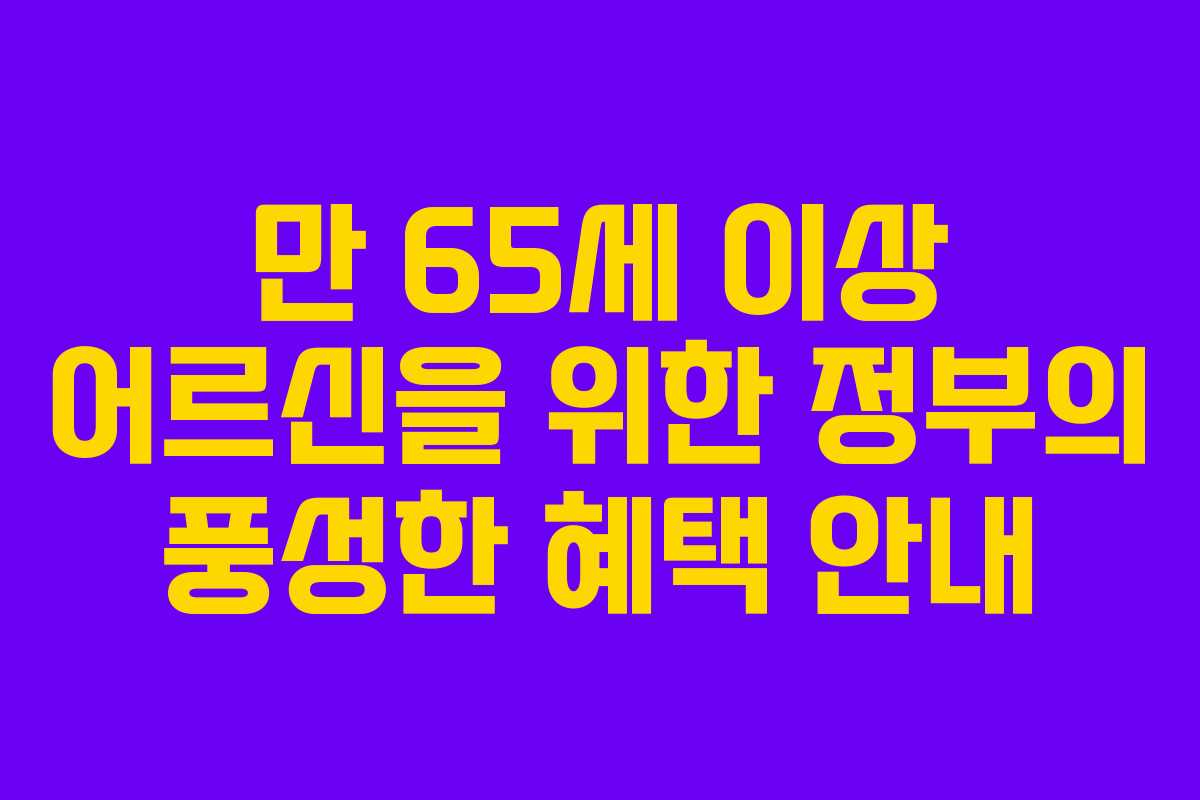 만 65세 이상 어르신을 위한 정부의 풍성한 혜택 안내