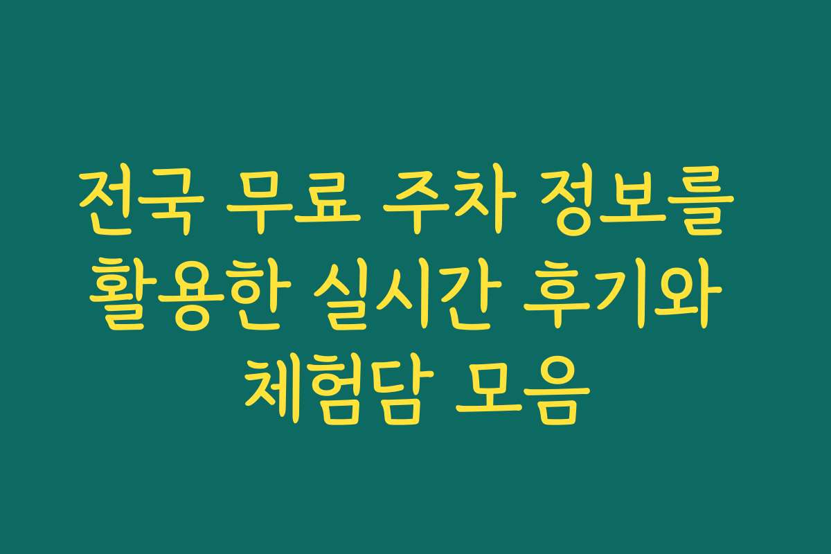 전국 무료 주차 정보를 활용한 실시간 후기와 체험담 모음