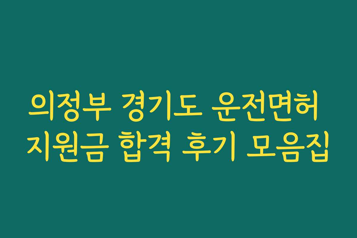 의정부 경기도 운전면허 지원금 합격 후기 모음집
