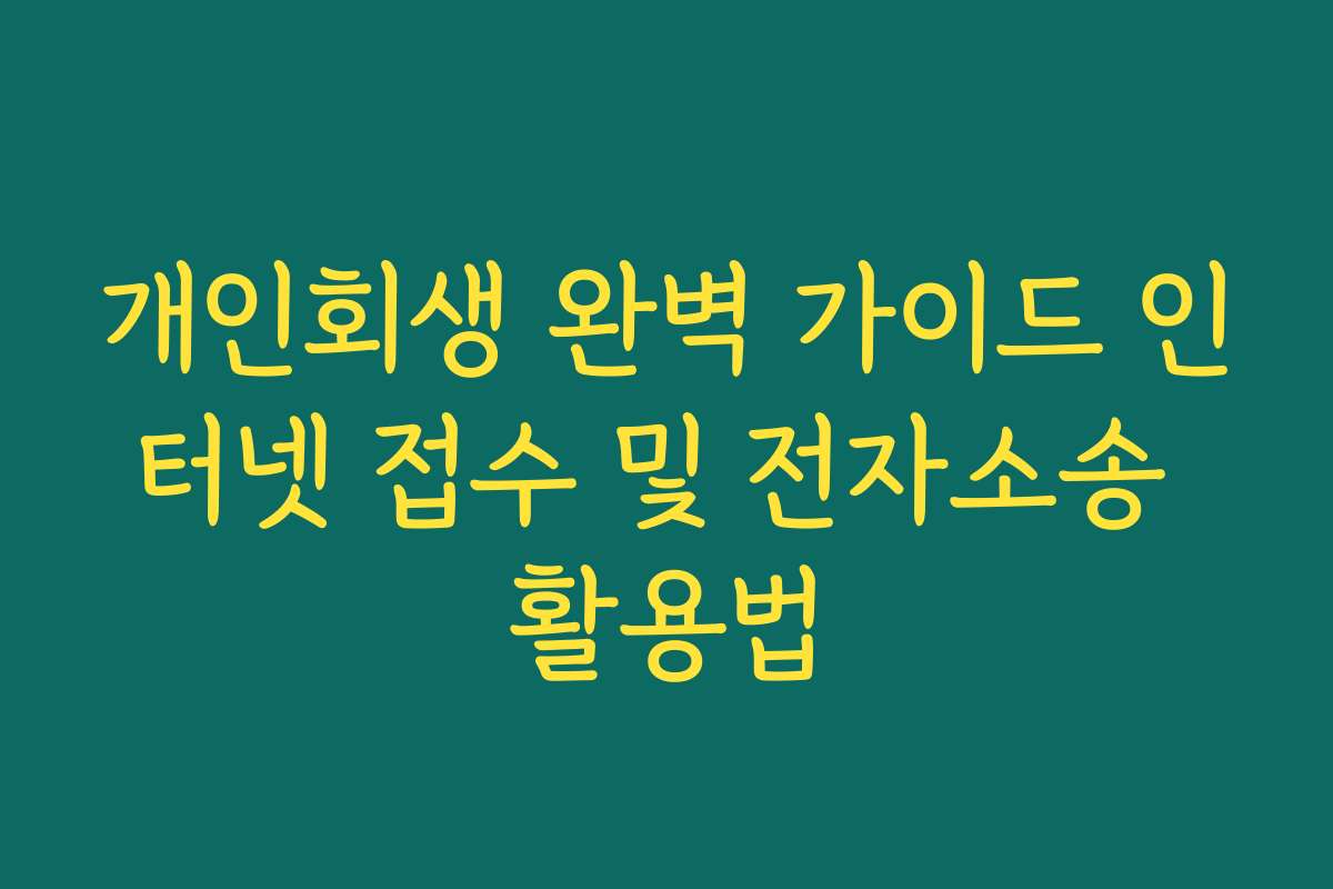개인회생 완벽 가이드 인터넷 접수 및 전자소송 활용법