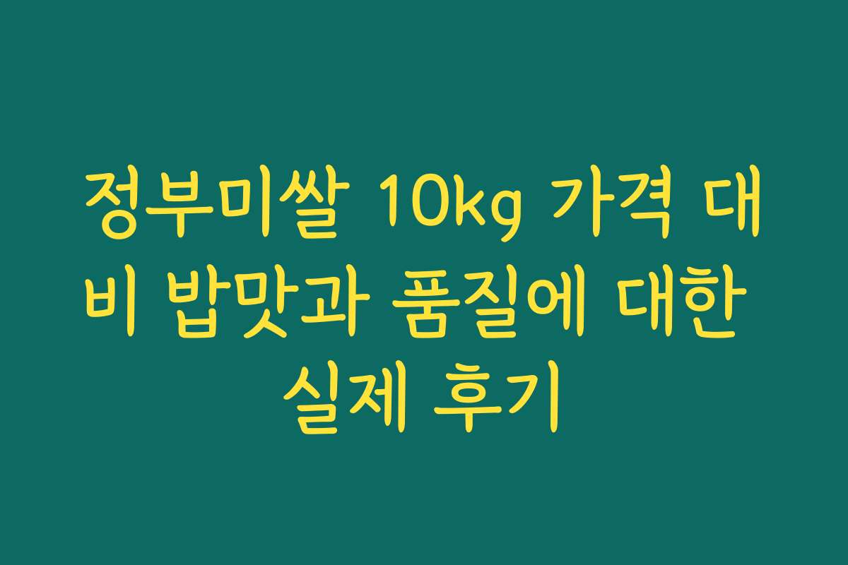 정부미쌀 10kg 가격 대비 밥맛과 품질에 대한 실제 후기