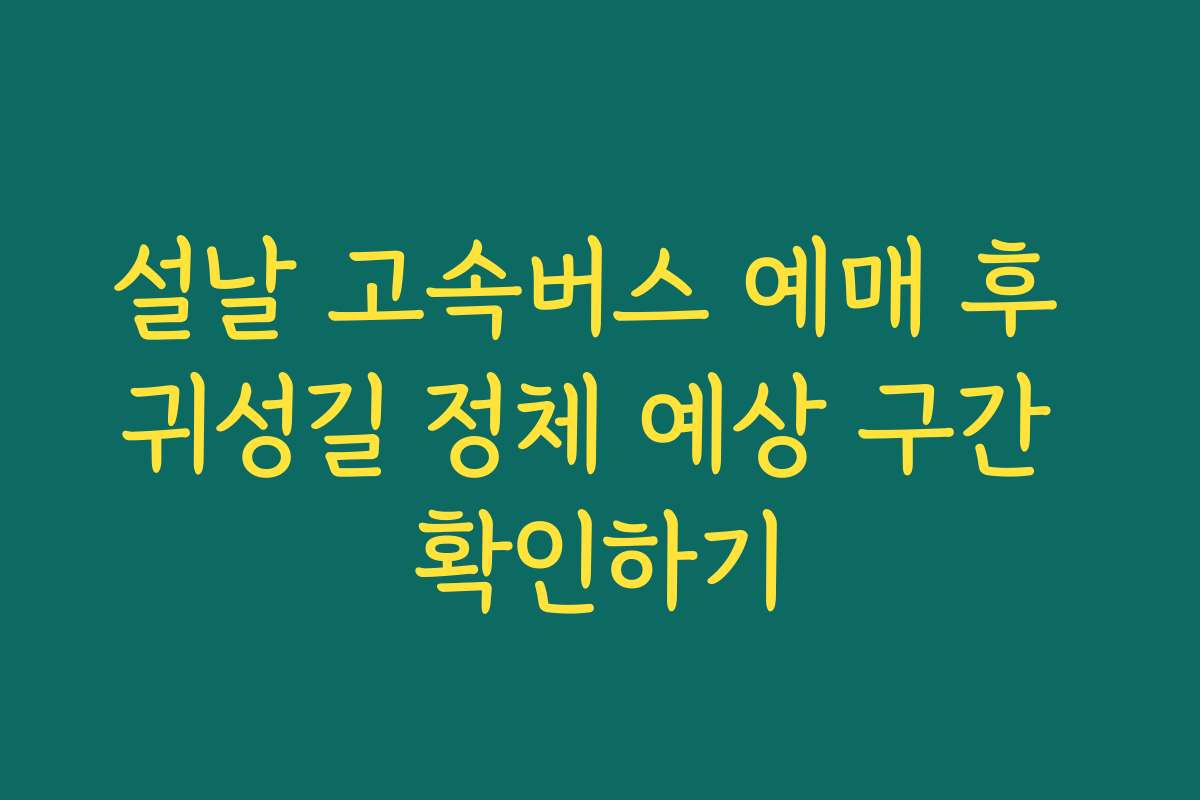 설날 고속버스 예매 후 귀성길 정체 예상 구간 확인하기