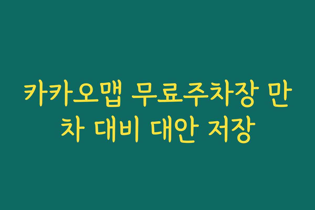 카카오맵 무료주차장 만차 대비 대안 저장