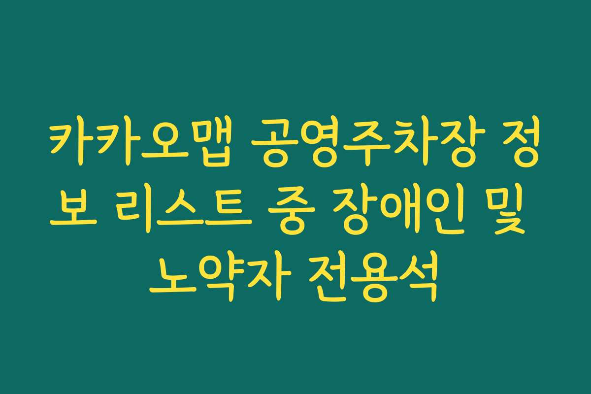 카카오맵 공영주차장 정보 리스트 중 장애인 및 노약자 전용석