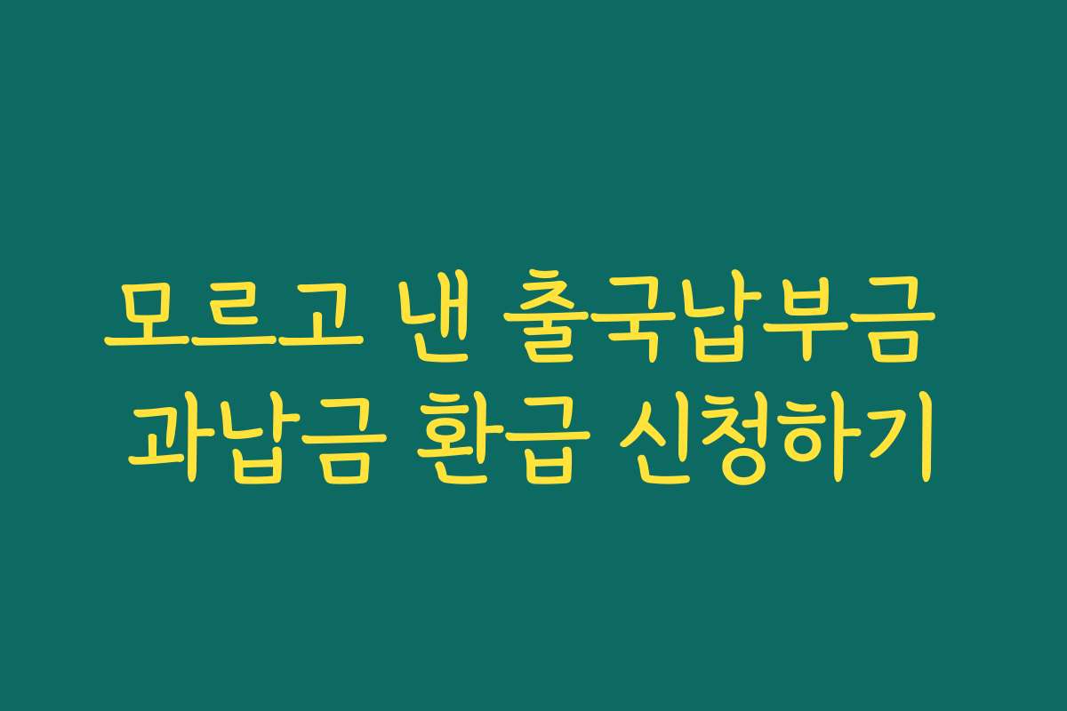 모르고 낸 출국납부금 과납금 환급 신청하기
