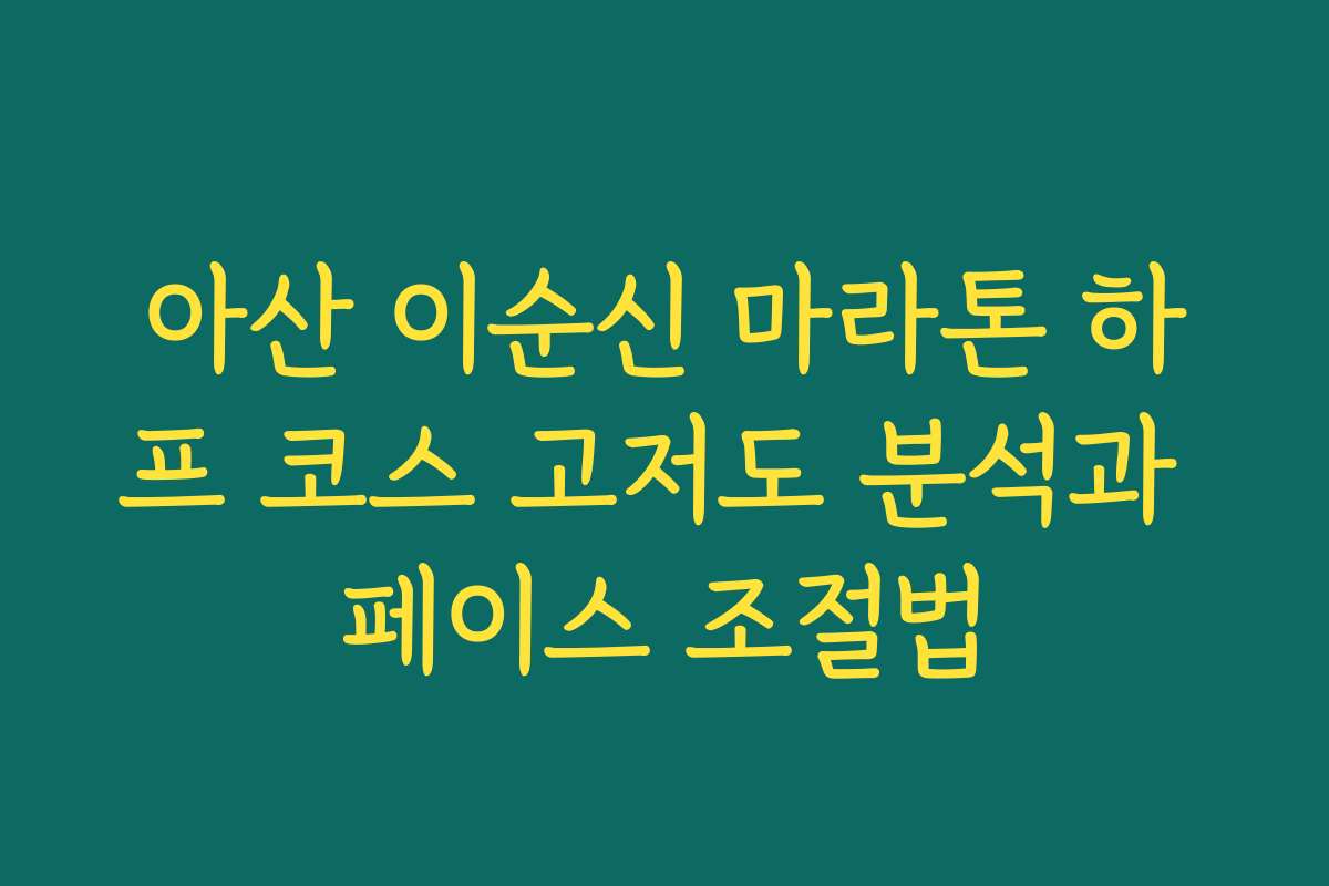 아산 이순신 마라톤 하프 코스 고저도 분석과 페이스 조절법