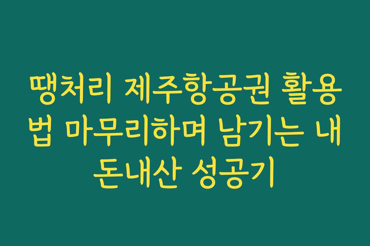 땡처리 제주항공권 활용법 마무리하며 남기는 내돈내산 성공기