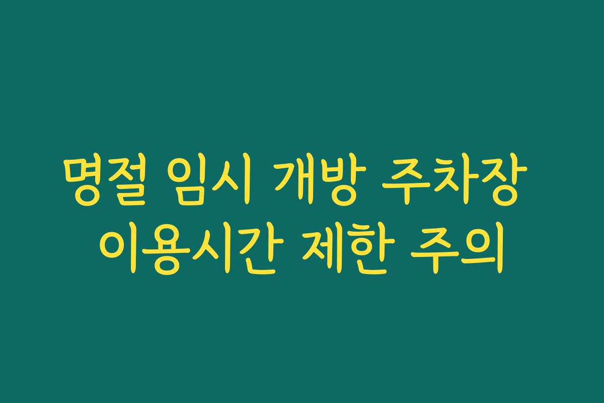 명절 임시 개방 주차장 이용시간 제한 주의