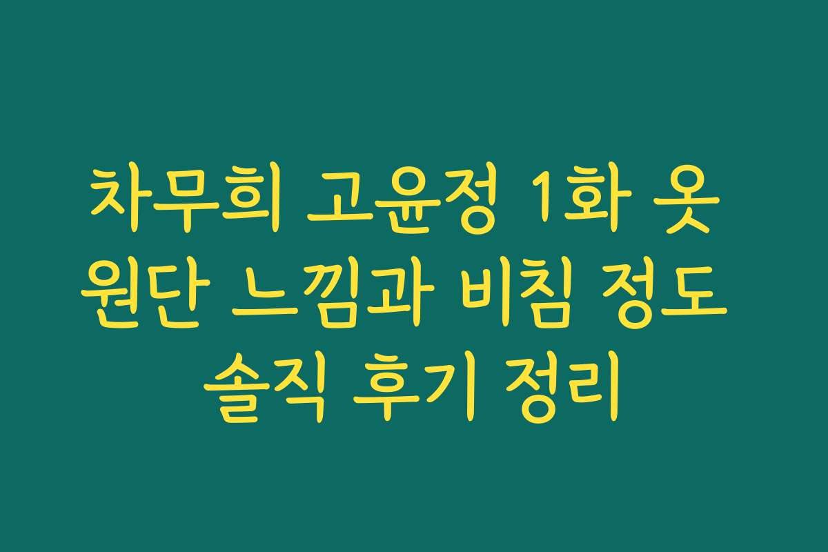차무희 고윤정 1화 옷 원단 느낌과 비침 정도 솔직 후기 정리