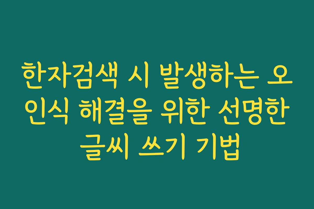 한자검색 시 발생하는 오인식 해결을 위한 선명한 글씨 쓰기 기법