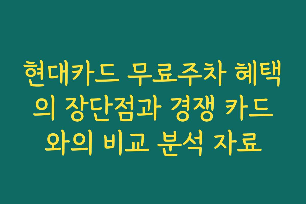 현대카드 무료주차 혜택의 장단점과 경쟁 카드와의 비교 분석 자료
