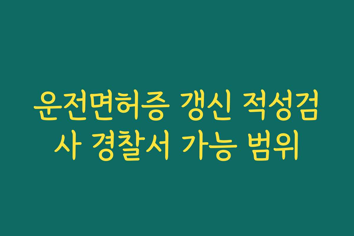 운전면허증 갱신 적성검사 경찰서 가능 범위