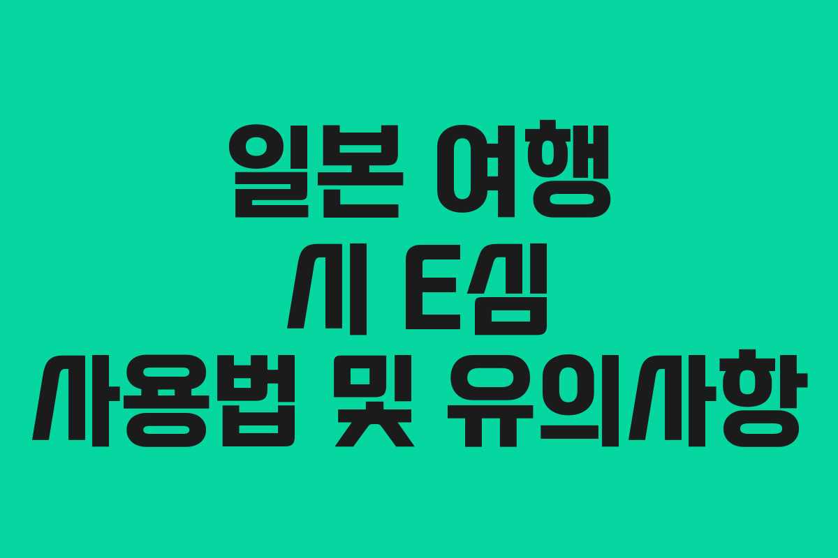 일본 여행 시 E심 사용법 및 유의사항