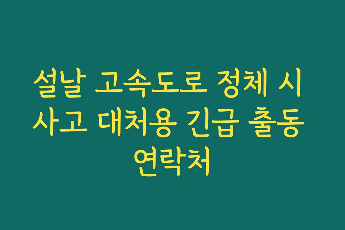 설날 고속도로 정체 시 사고 대처용 긴급 출동 연락처