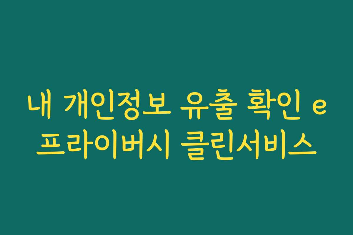 내 개인정보 유출 확인 e프라이버시 클린서비스