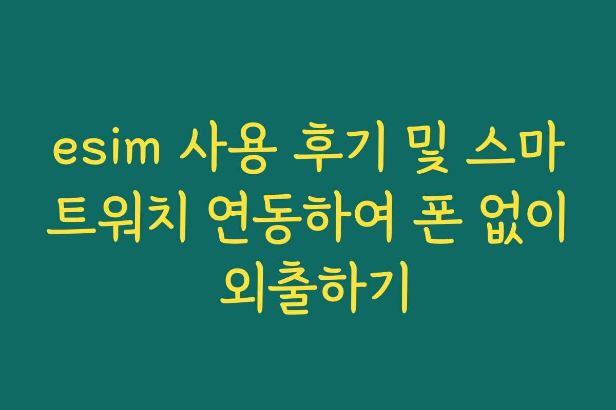 esim 사용 후기 및 스마트워치 연동하여 폰 없이 외출하기