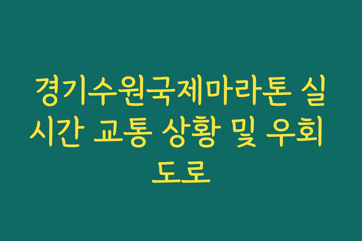 경기수원국제마라톤 실시간 교통 상황 및 우회 도로