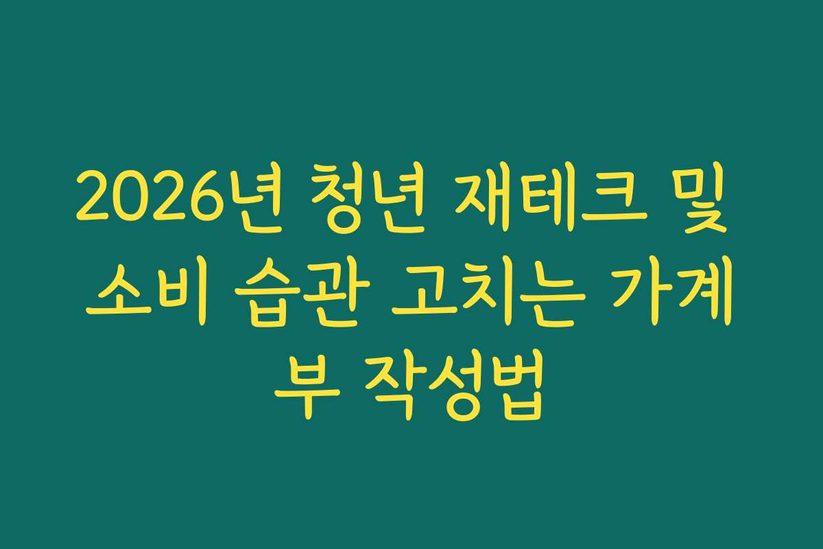 2026년 청년 재테크 및 소비 습관 고치는 가계부 작성법