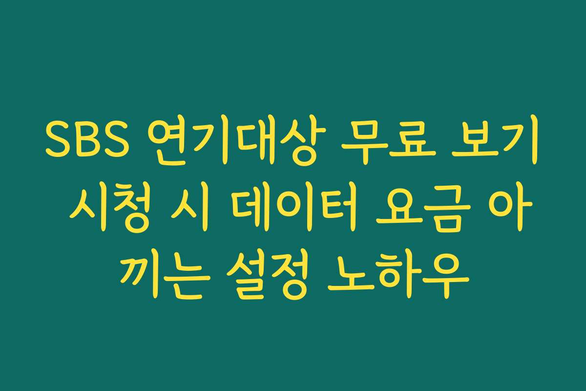 SBS 연기대상 무료 보기 시청 시 데이터 요금 아끼는 설정 노하우