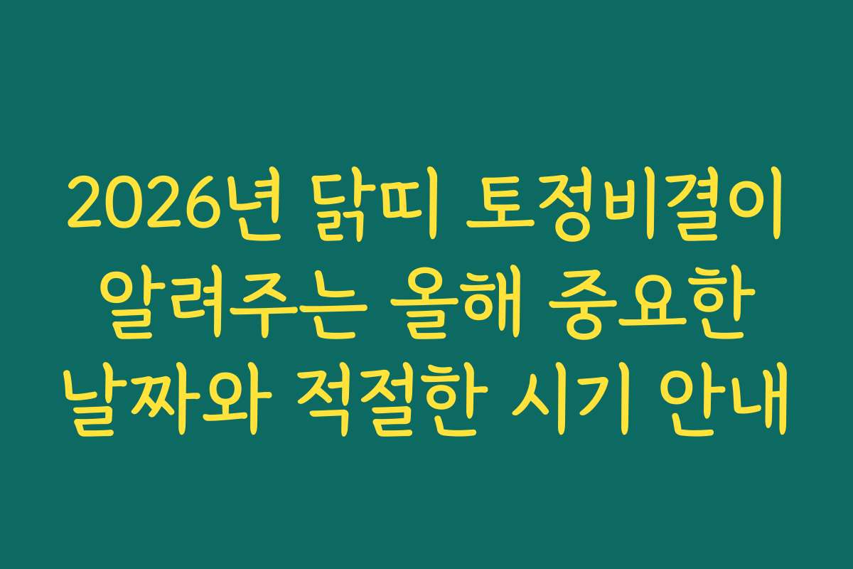 2026년 닭띠 토정비결이 알려주는 올해 중요한 날짜와 적절한 시기 안내