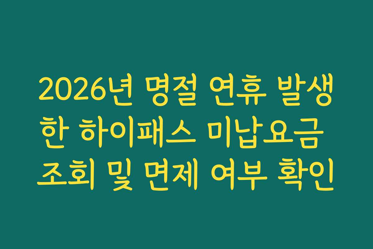 2026년 명절 연휴 발생한 하이패스 미납요금 조회 및 면제 여부 확인