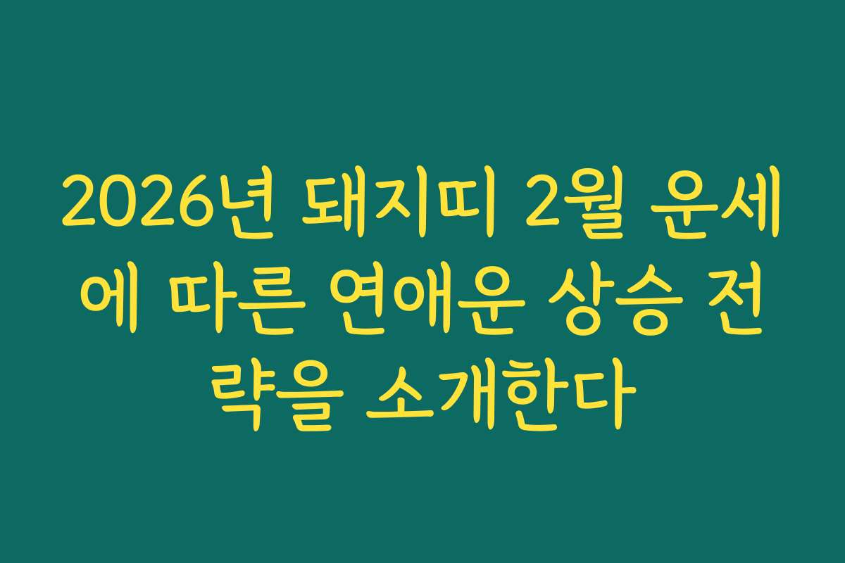 2026년 돼지띠 2월 운세에 따른 연애운 상승 전략을 소개한다