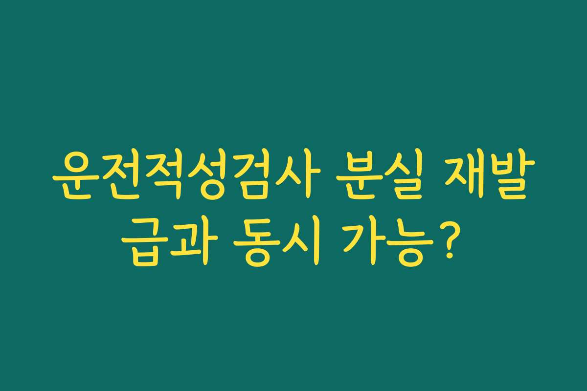 운전적성검사 분실 재발급과 동시 가능?