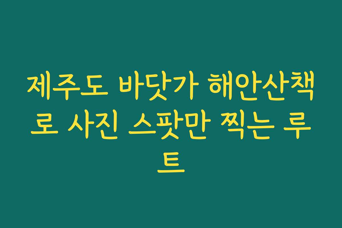 제주도 바닷가 해안산책로 사진 스팟만 찍는 루트