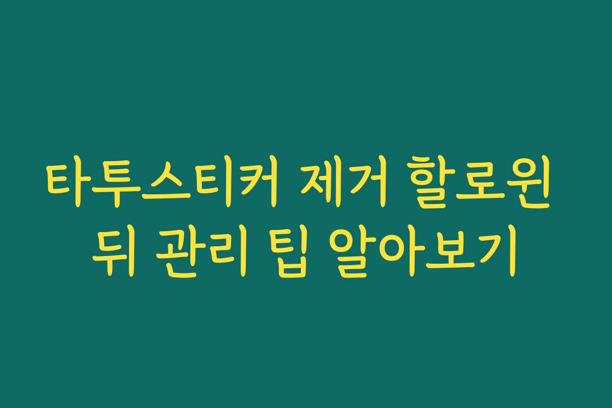 타투스티커 제거 할로윈 뒤 관리 팁 알아보기
