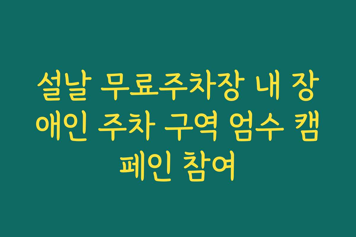 설날 무료주차장 내 장애인 주차 구역 엄수 캠페인 참여